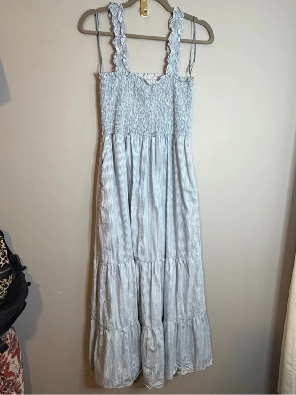 CeCe Light Blue Smocked Tiered Maxi Dress - Picture 3 of 4